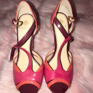 Pink and orange heels